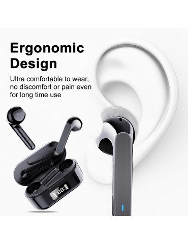 Wireless Earbuds: Automatic Noise Cancellation, Wireless Charging & Extra Bass - Compatible For IPhone, Android