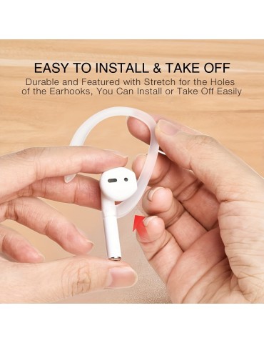For AirPods Silicone Ear Hooks Compatible With AirPods 1, 2, 3, Pro And Pro 2, Anti-Slip Sports Ear Hooks For AirPods 1, 2, 3, Pro And Pro 2 - Transparent