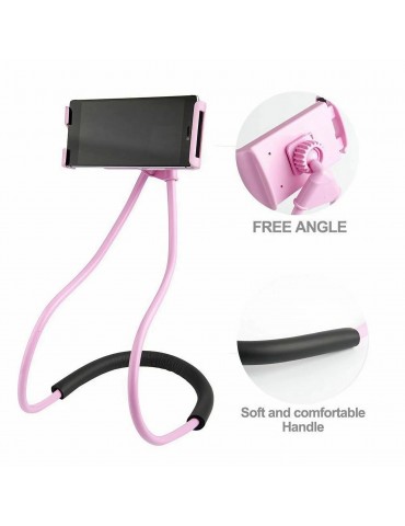 Retractable Neck Hanging Selfie Pole Stand Adjustable 360Â° Free Rotation Bracket Universal Desktop Bed Car Lazy Mobile Holder