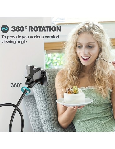 Mobile Phone Clamp Bracket Flexible Long Arm Gooseneck Lazy Person Bracket With Handle, Bedside Tabletop Overhead Live Streaming Mobile Phone Tablet Bracket