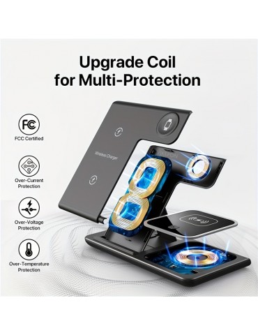 3 In 1 Wireless Charger Stand Pad For IPhone 14 13 12 11 X iWatch 8 7 Airpods Foldable 15W Phone Fast Charging Dock Station