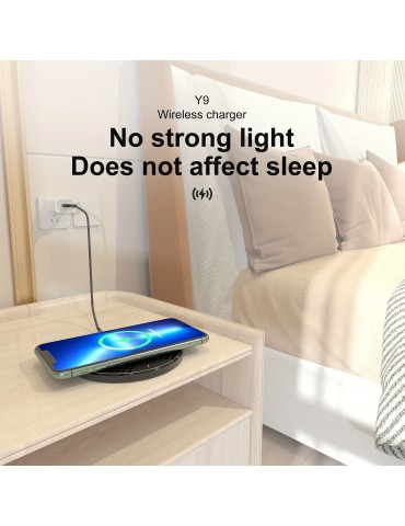 Y9 Desktop disc Wireless charger, 10W fast wireless charger, for iPhone 14/13/12/11/XR/XSMAX/X/8 Plus, for Samsung Galaxy S23/S22/S21/S20/S10/S9
