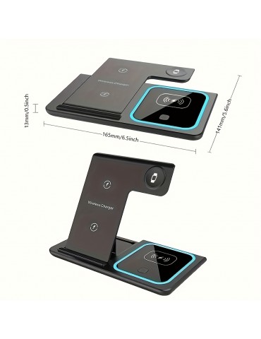 3 In 1 Fast Charging Station, Folding Wireless Charger Stand For IPhone 14,13,12,11/Pro/Max/Mini/Plus, X, XR, XS/Max, SE, 8/Plus, For IWatch 1-8, For Airpods 3/2/Pro
