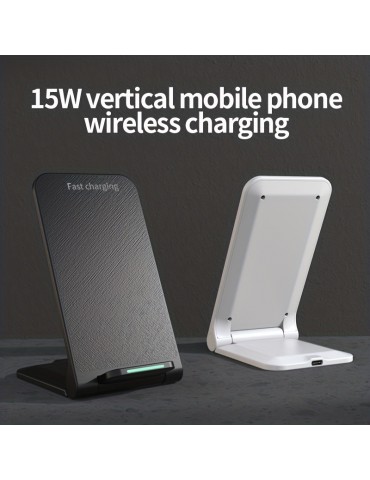 15W Fast Wireless Charging Stand - Compatible With IPhone, Samsung, Motorola, OnePlus & More - Qi Certified Charger!