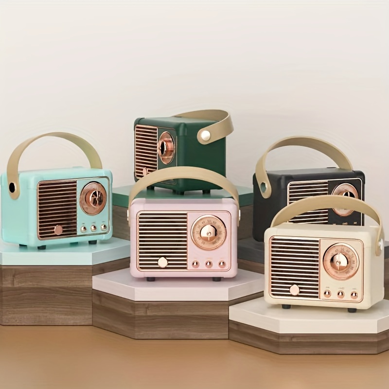 retro wireless speaker vintage decor small wireless speaker cute old fashion style for kitchen desk bedroom office party outdoor for android devices details 3