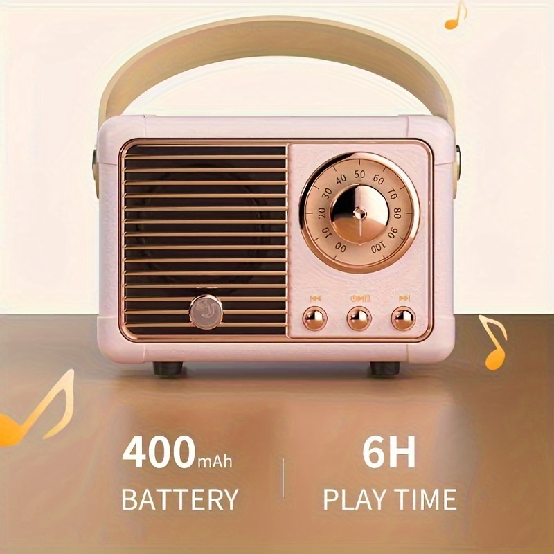 retro wireless speaker vintage decor small wireless speaker cute old fashion style for kitchen desk bedroom office party outdoor for android devices details 4