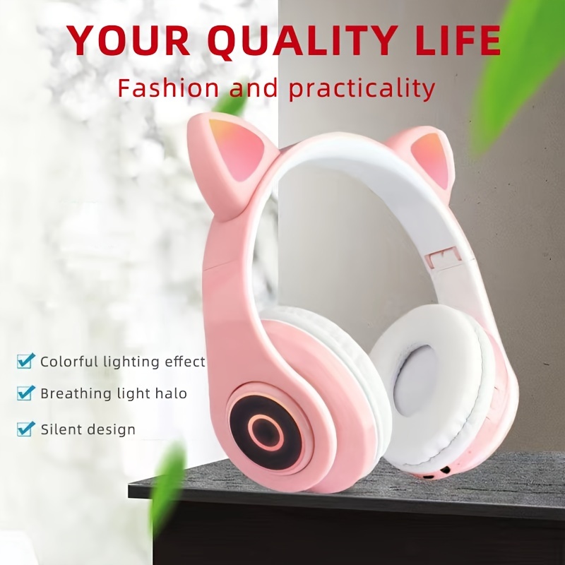 cat ear wireless headphones enjoy music games and more with all your smartphone noise cancelling technology details 0