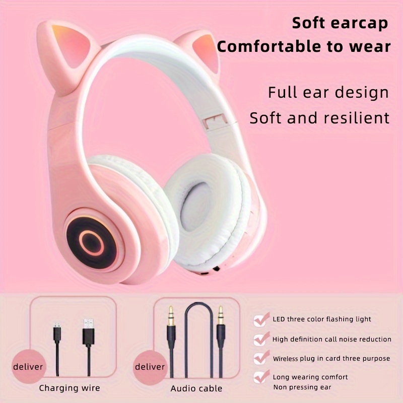 cat ear wireless headphones enjoy music games and more with all your smartphone noise cancelling technology details 3