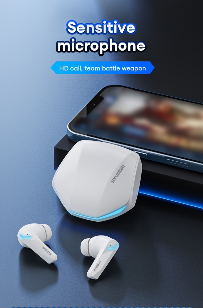 hyundai gm2pro in ear earphones wireless battery endurance music white microphone details 6