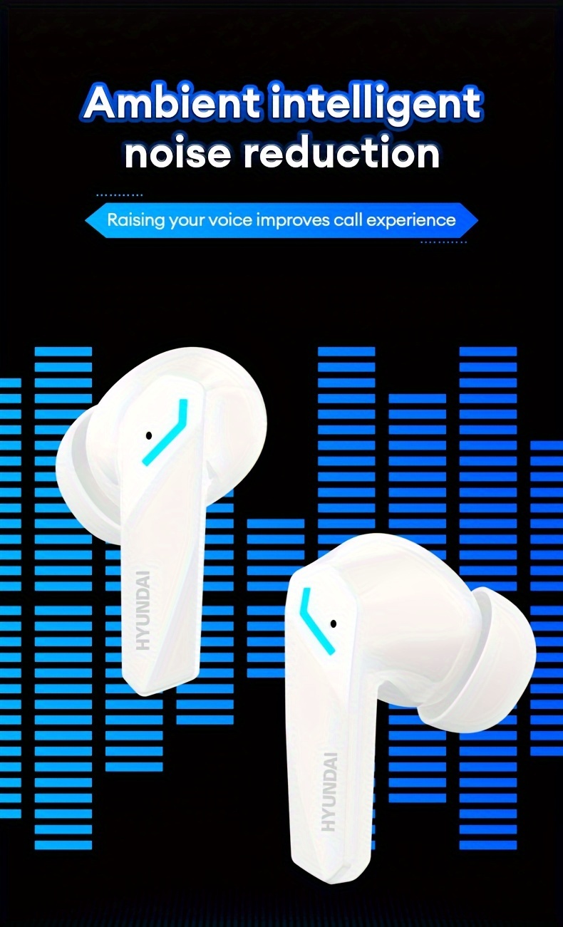 hyundai gm2pro in ear earphones wireless battery endurance music white microphone details 8