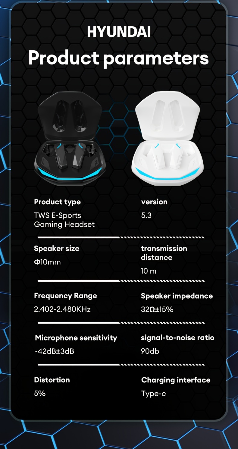 hyundai gm2pro in ear earphones wireless battery endurance music white microphone details 12
