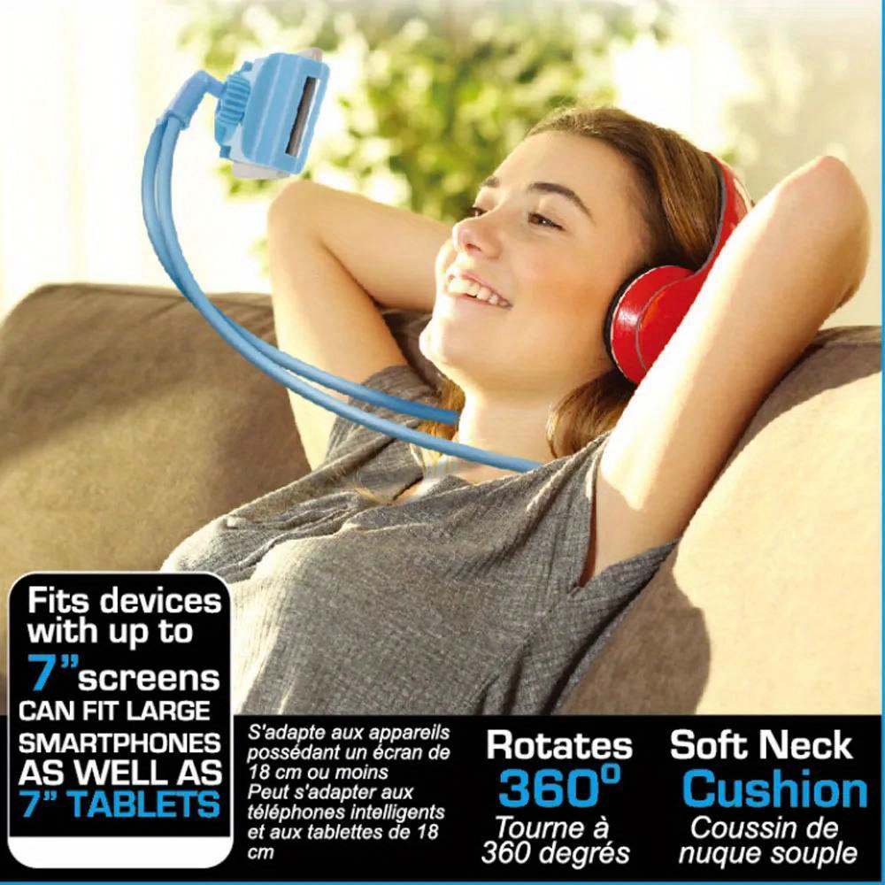 retractable neck hanging selfie pole stand adjustable 360 free rotation bracket universal desktop bed car lazy mobile holder details 2