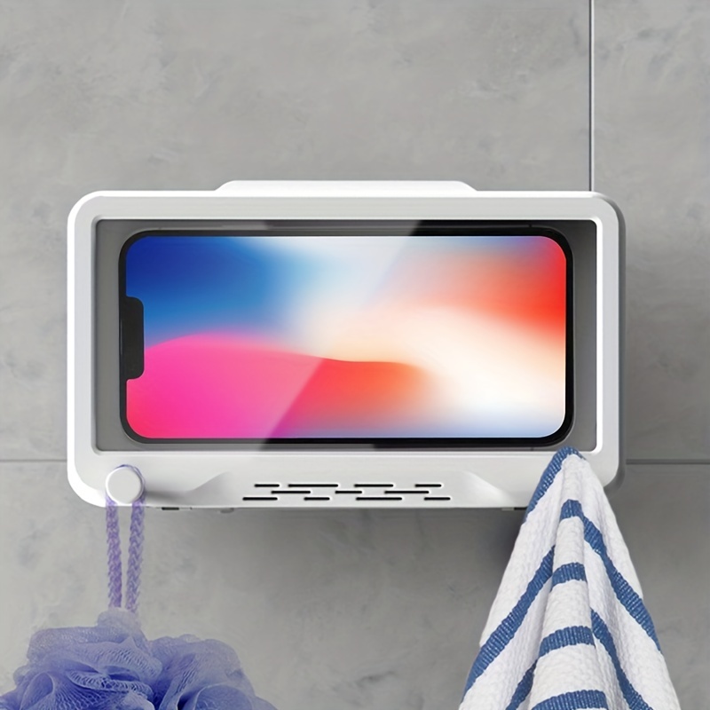 bathroom waterproof mobile phone holder bathing watch tv tracking watching video mobile phone touch screen toilet waterproof mobile phone box can hang things mobile phone holder details 1