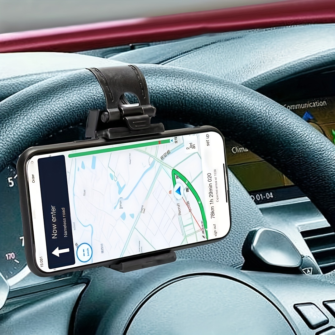 new universal car mobile phone holder car steering wheel mobile phone bracket car navigation frame telescopic clip details 0