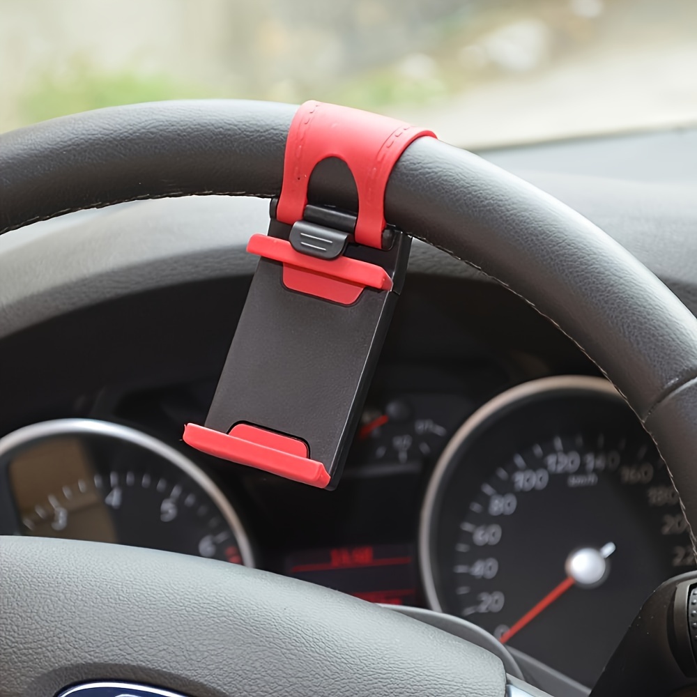new universal car mobile phone holder car steering wheel mobile phone bracket car navigation frame telescopic clip details 3