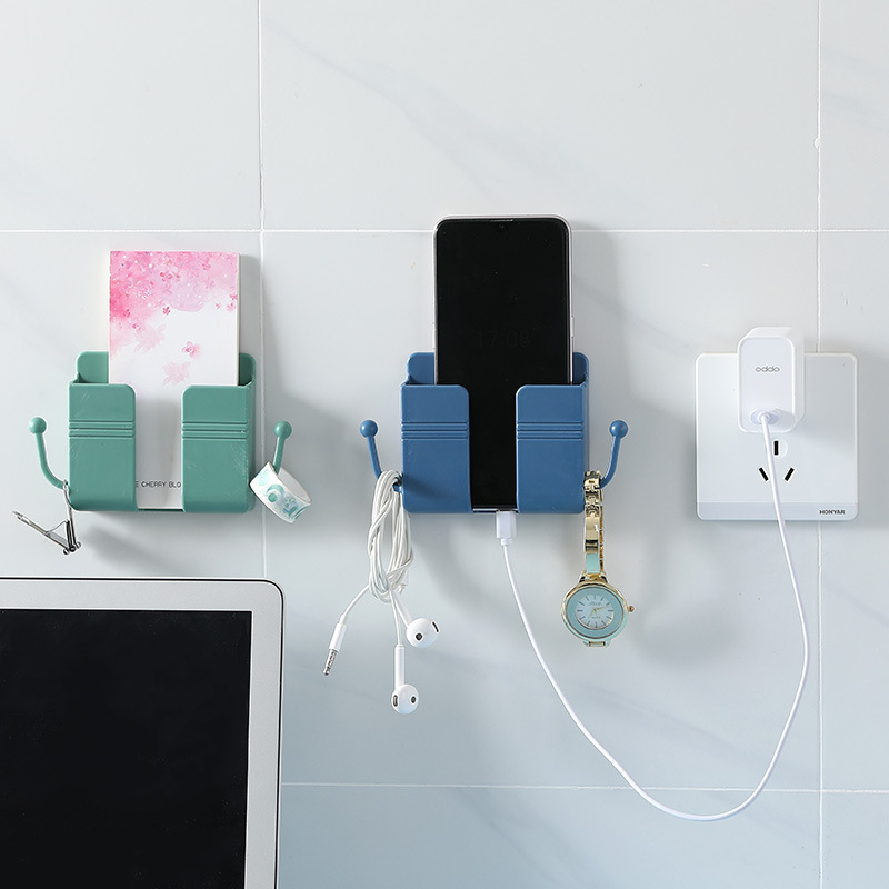 1pc wall mounted remote control holder keep your remote controls mobile phones organized charged details 1