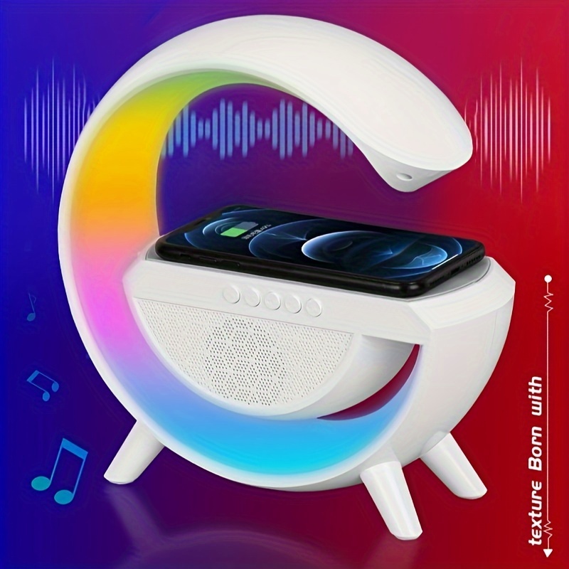 wireless charging speaker led color night light with built in battery multifunctional bedside living room table lamp audio details 1