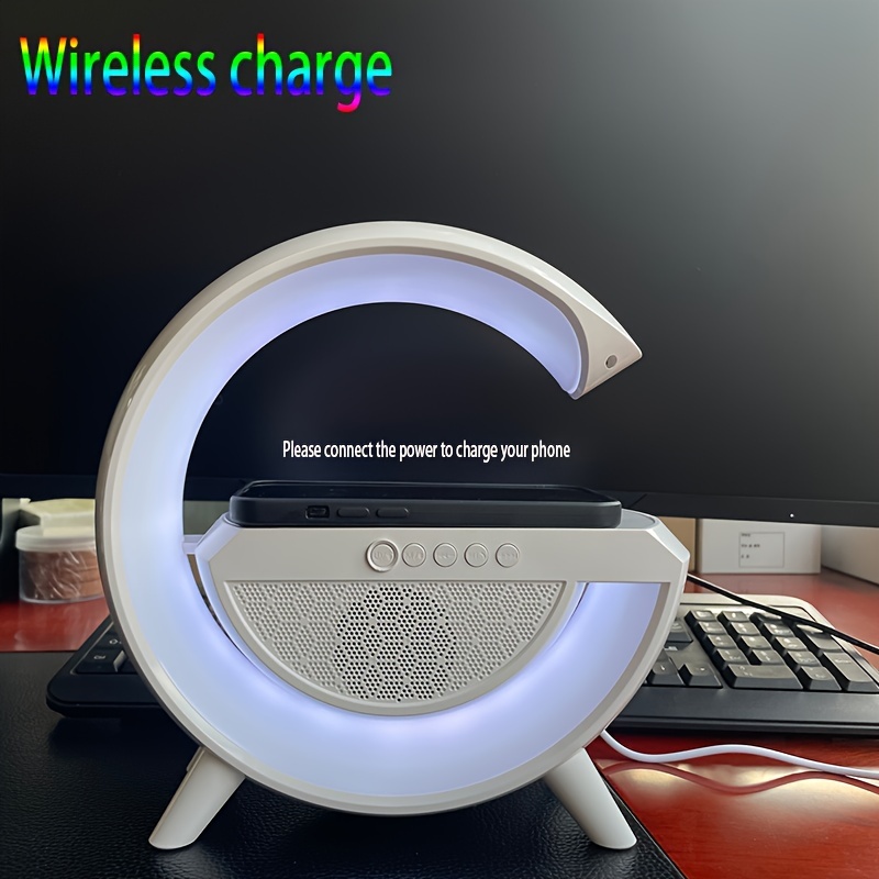 wireless charging speaker led color night light with built in battery multifunctional bedside living room table lamp audio details 3