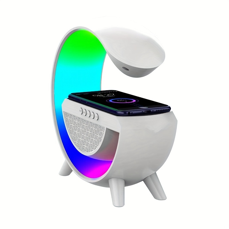 wireless charging speaker led color night light with built in battery multifunctional bedside living room table lamp audio details 6