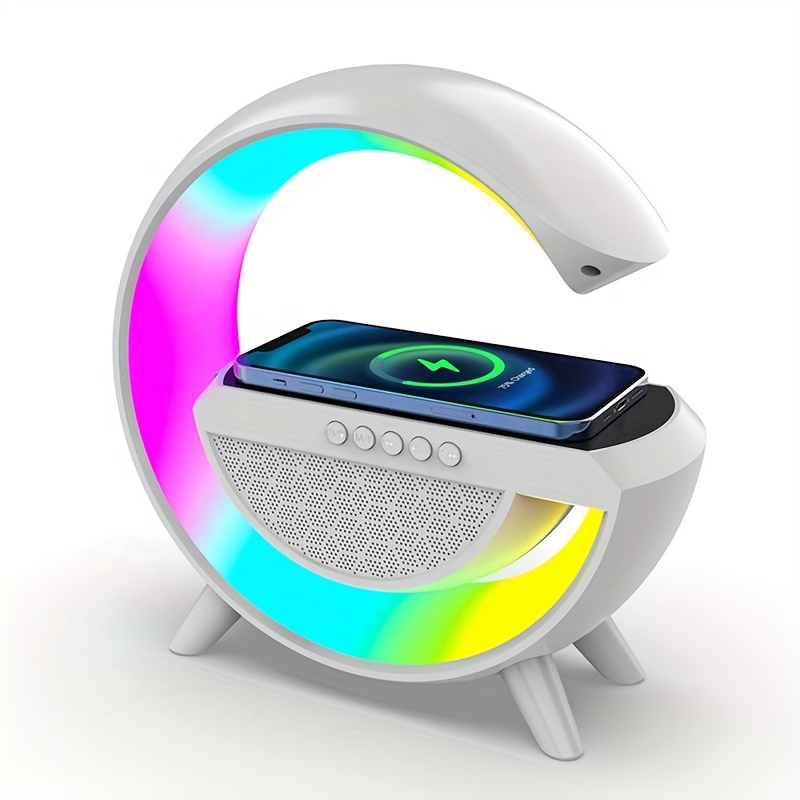 wireless charging speaker led color night light with built in battery multifunctional bedside living room table lamp audio details 8
