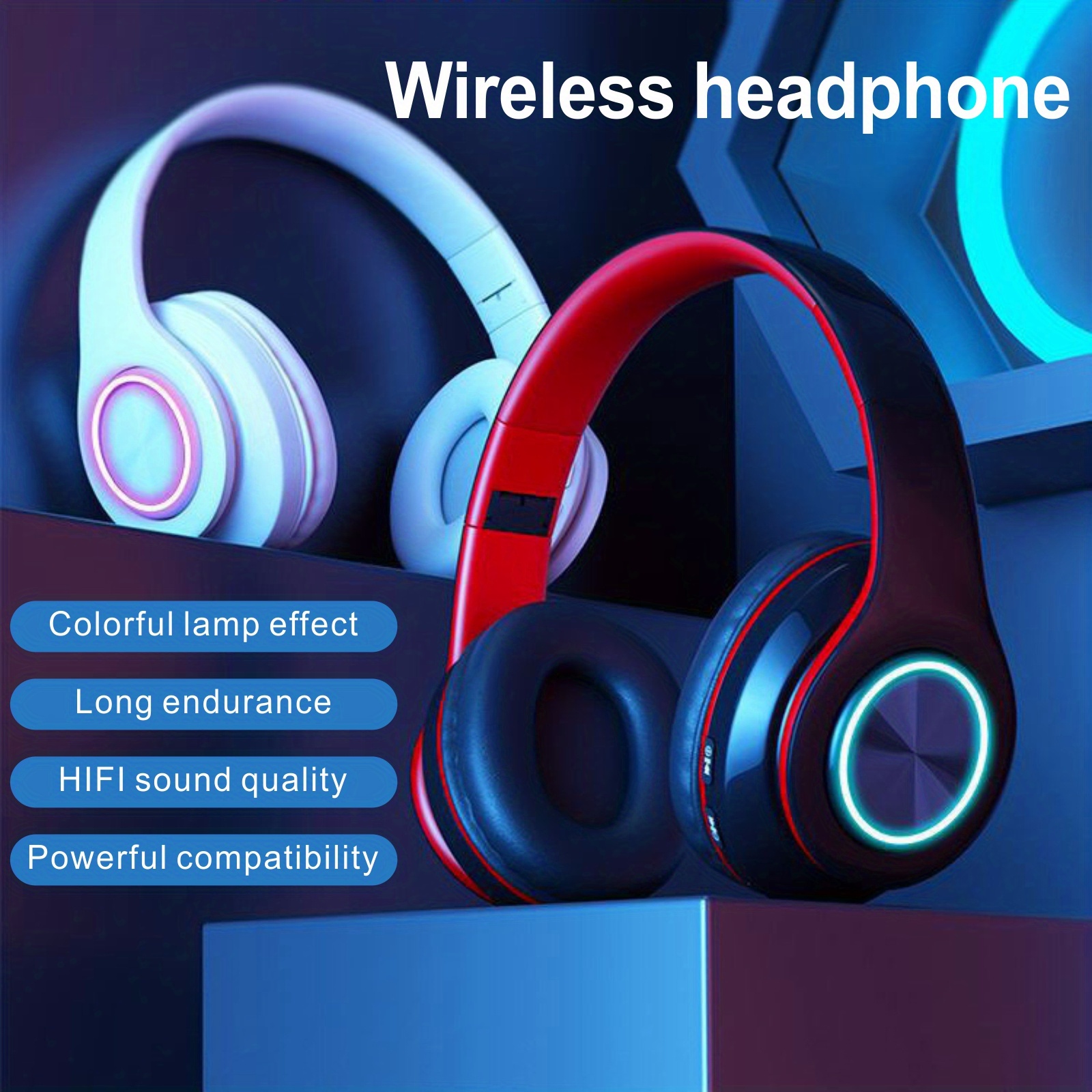 classic head mounted colorful flash all inclusive ear b39 wireless headphones details 0